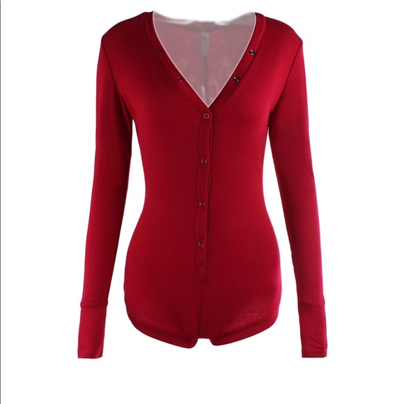Other - NWT Red V-Neck Bodycon Sleepwear Pajama Romper